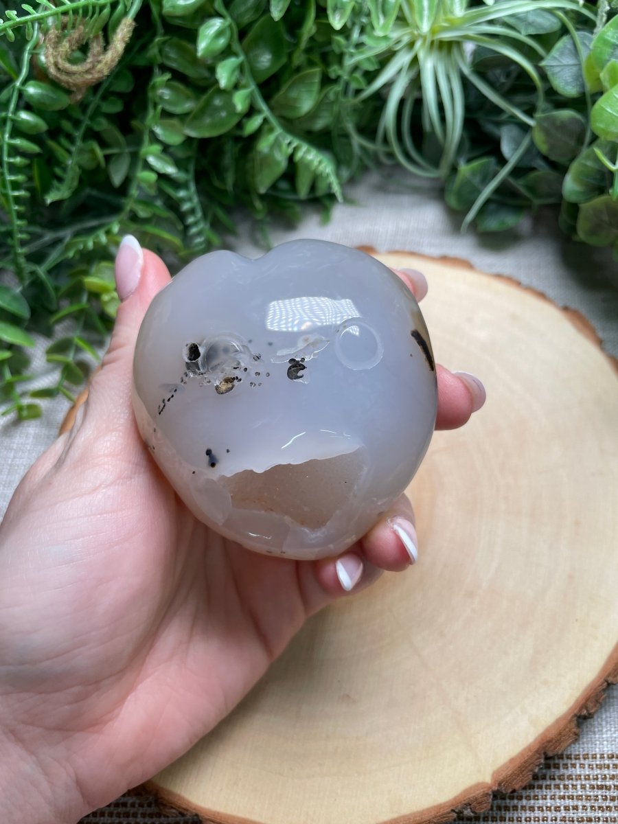 Druzy Agate Heart with Face by Copper Ashes