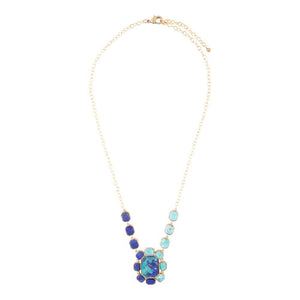 Duality Blue Lapis and Turquoise Golden Pendant Necklace detail view by Barse Jewelry
