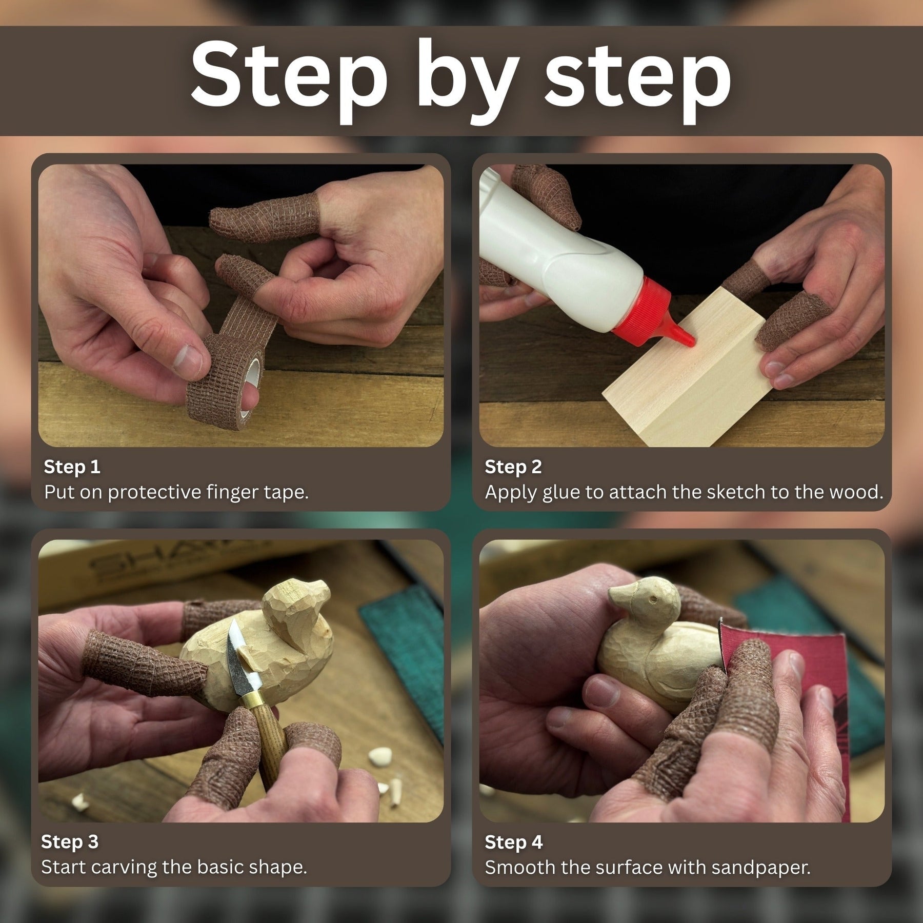 Duck Carving Kit - Complete Starter Whittling Kit for Beginners, Adults, Teens, and Kids detail view by Sharky Forged Steel