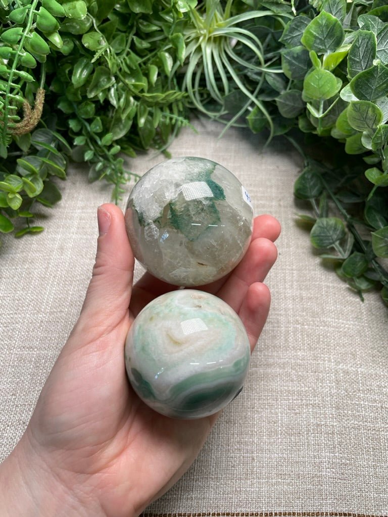 Dyed Green Agate Sphere by Copper Ashes