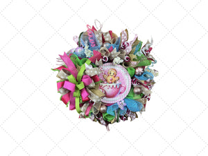 Pink Gingerbread Hot Cocoa Wreath | Christmas Door Decor handmade by Bouge Creations