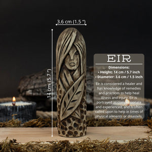 Eir Wooden Figurine – 14 cm (5.7 inch) Hand-Carved Norse Goddess of Healing detail view by Sharky Forged Steel Tools