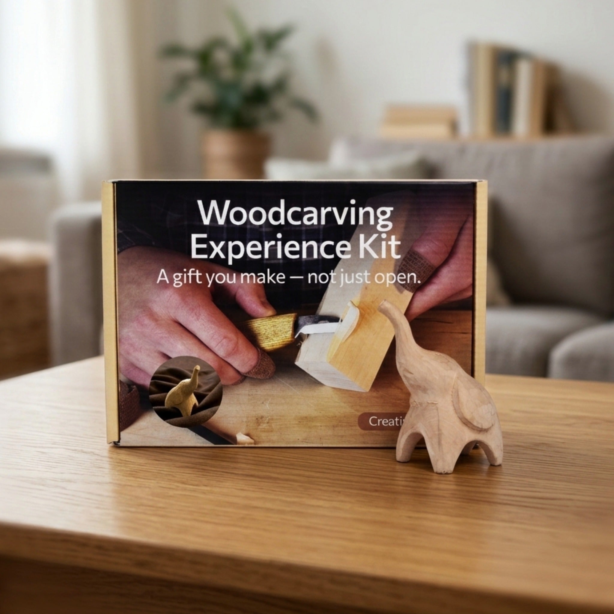 Elephant Carving Kit - Complete Starter Whittling Kit for Beginners, Adults, Teens, and Kids by Sharky Forged Steel Tools