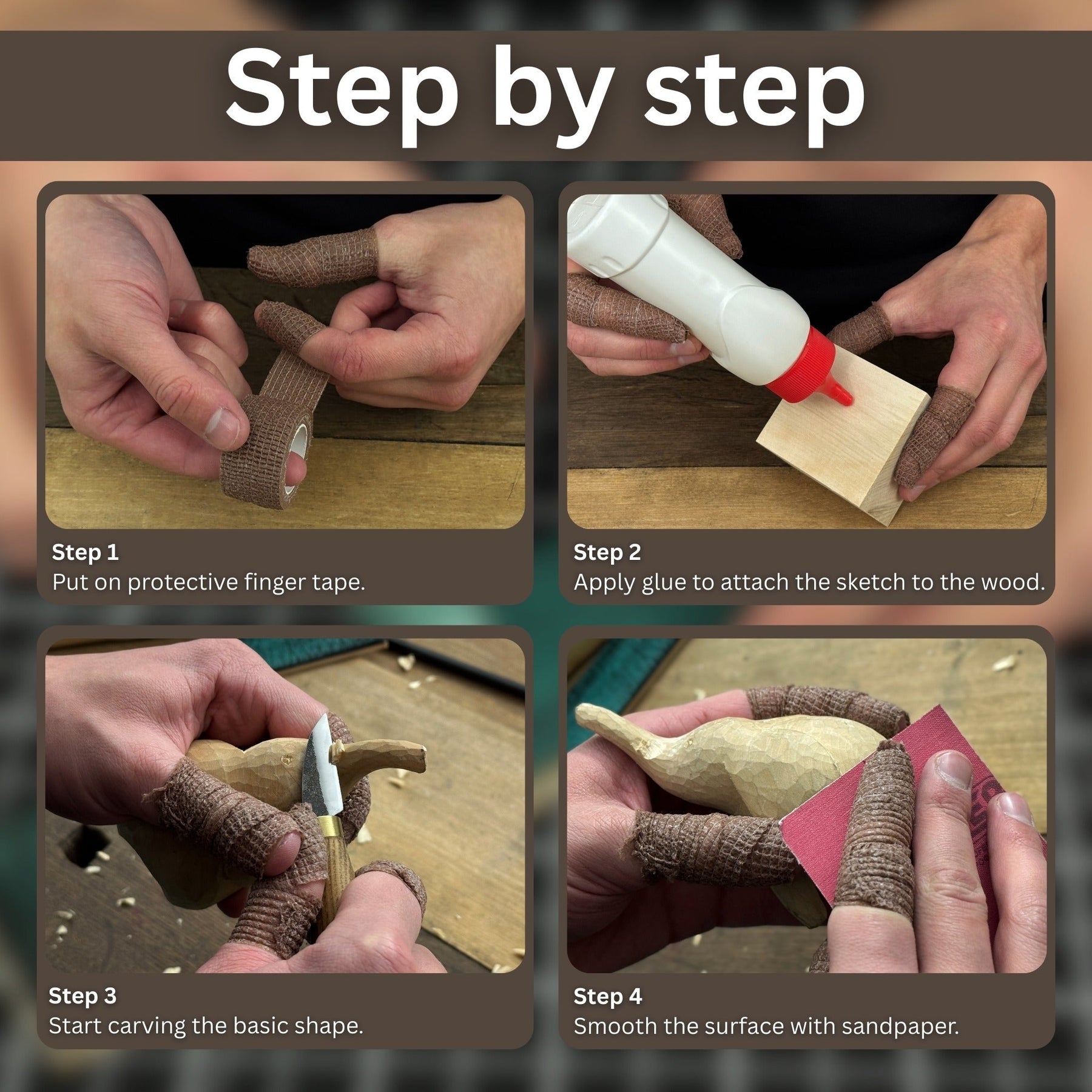 Elephant Carving Kit - Complete Starter Whittling Kit for Beginners, Adults, Teens, and Kids detail view by Sharky Forged