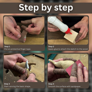 Elephant Carving Kit - Complete Starter Whittling Kit for Beginners, Adults, Teens, and Kids detail view by Sharky Forged