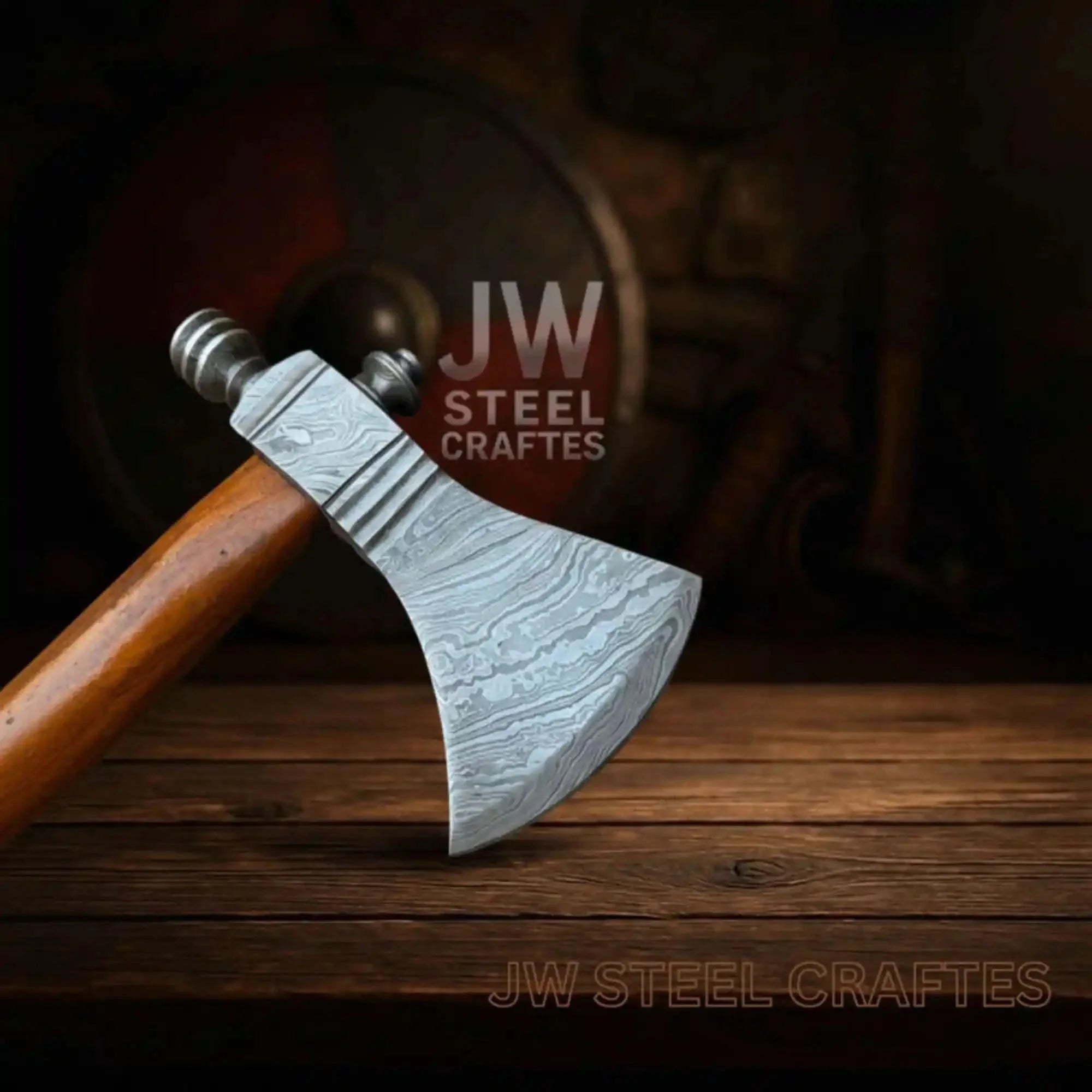 Damascus Pipe Tomahawk Hand Forged Viking Axe by JW SteelCrafts, Southern handmade gift main product photo