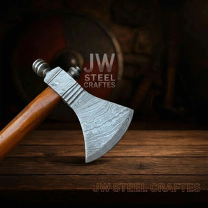Damascus Pipe Tomahawk Hand Forged Viking Axe by JW SteelCrafts, Southern handmade gift main product photo
