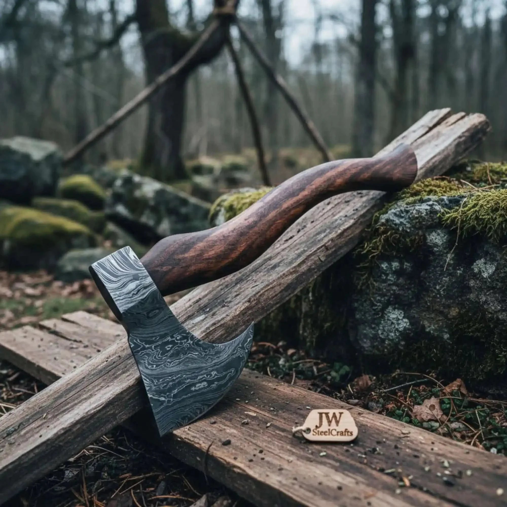 Norse Skeggøx — Compact Bearded Camp Axe (10th–11th century working pattern) by JW SteelCrafts, handmade axe main product photo