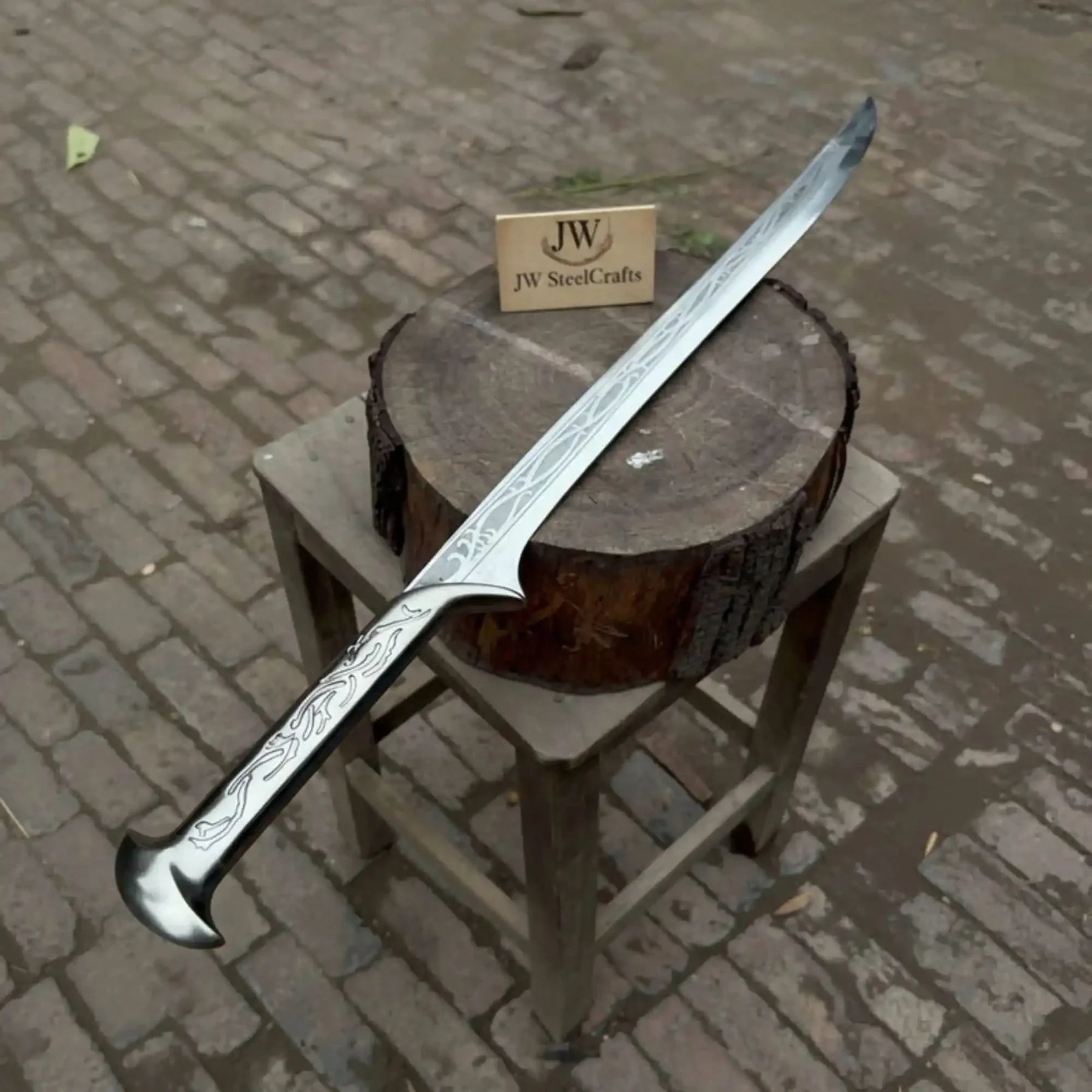Forest King Handmade Elven Fantasy Sword | Full Tang Carbon Steel Blade by JW SteelCrafts, Southern lifestyle apparel main product photo