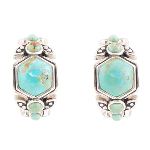 Emile Blue Turquoise Sterling Silver Hoop Earrings by Barse Jewelry