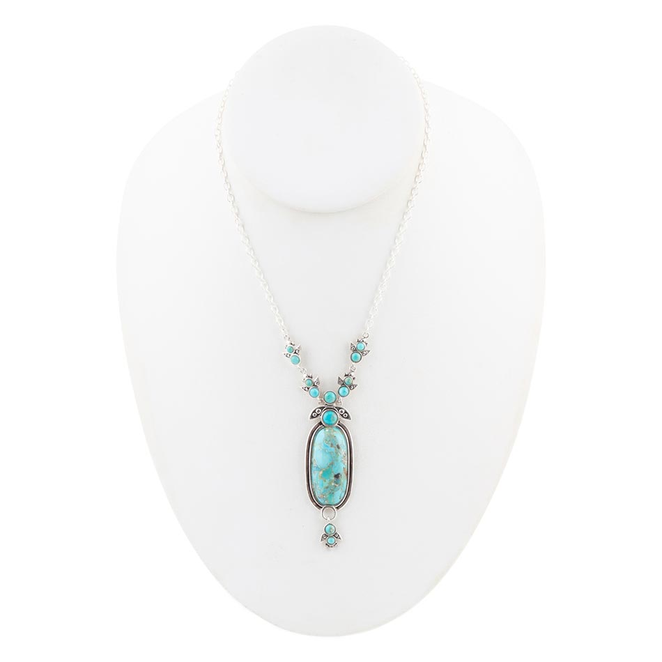 Emile Sterling Silver and Blue Turquoise Pendant Necklace detail view by Barse Jewelry