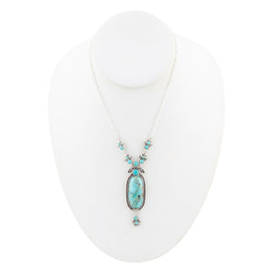 Emile Sterling Silver and Blue Turquoise Pendant Necklace detail view by Barse Jewelry