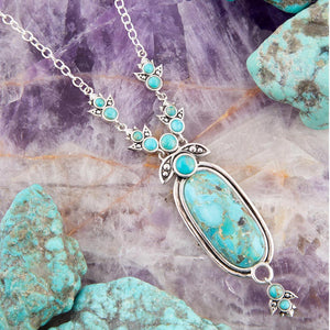 Emile Sterling Silver and Blue Turquoise Pendant Necklace detail view by Barse Jewelry