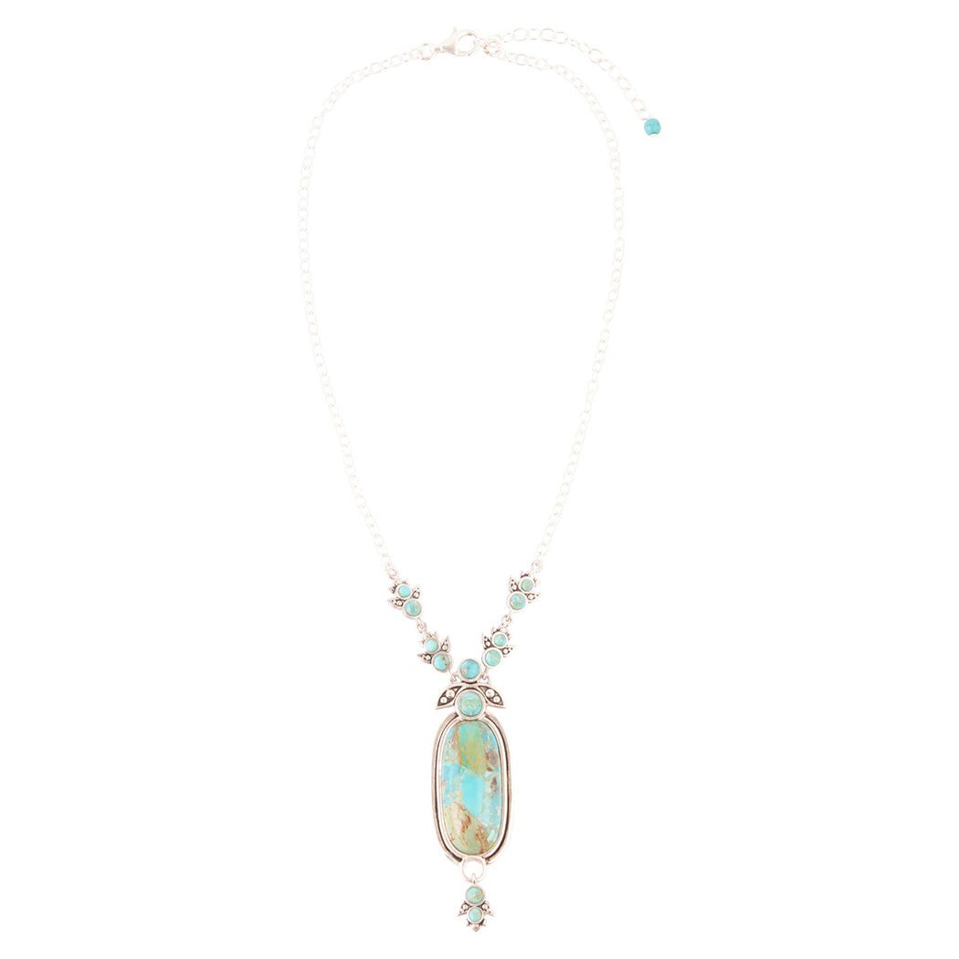 Emile Sterling Silver and Blue Turquoise Pendant Necklace detail view by Barse Jewelry