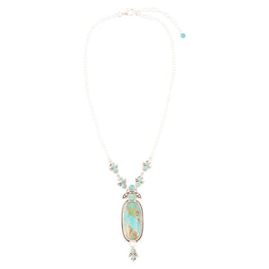 Emile Sterling Silver and Blue Turquoise Pendant Necklace detail view by Barse Jewelry