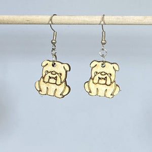 English Bulldog Wooden Dangle Earrings | Dog Lover Jewelry by Cate's Concepts, LLC, handmade jewelry detail photo 2
