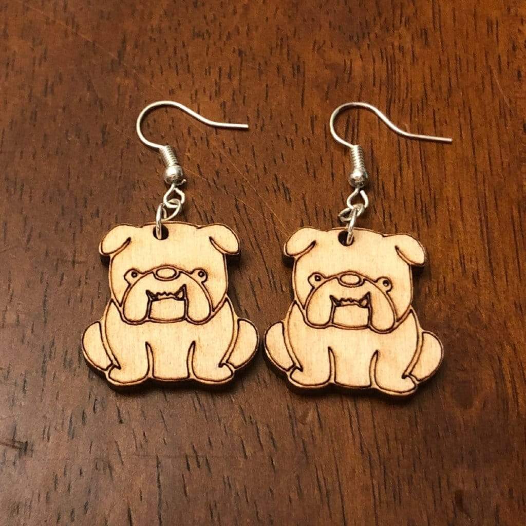 English Bulldog Wooden Dangle Earrings | Dog Lover Jewelry by Cate's Concepts, LLC, handmade jewelry detail photo 3