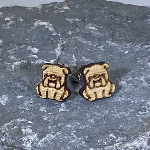 English Bulldog Wooden Dangle Earrings | Dog Lover Jewelry by Cate's Concepts, LLC, handmade jewelry detail photo 4