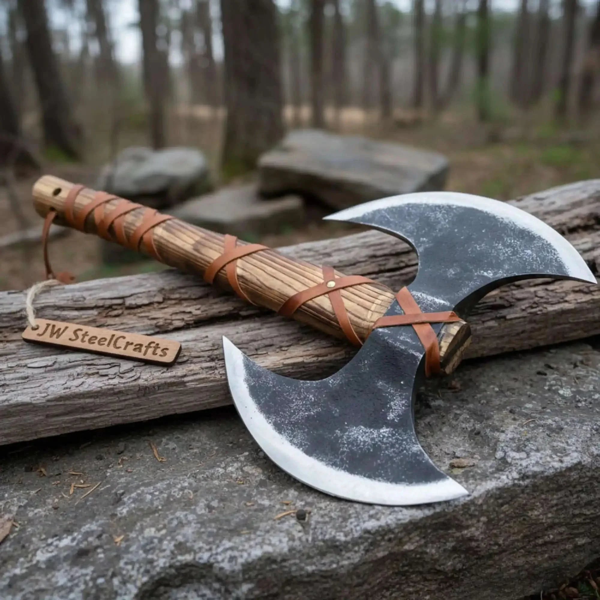 Unique Double-Headed Viking Axe - Handcrafted Decor Piece | Two Styles Available | JW SteelCrafts by JW SteelCrafts, Southern home decor detail photo 2