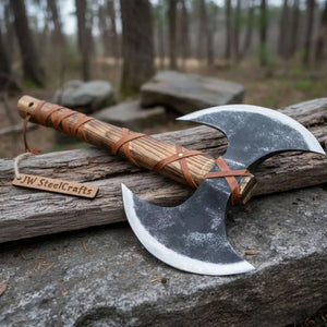 Unique Double-Headed Viking Axe - Handcrafted Decor Piece | Two Styles Available | JW SteelCrafts by JW SteelCrafts, Southern home decor detail photo 2