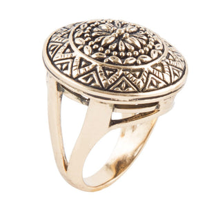 Engraved Golden Bronze Statement Ring by Barse Jewelry