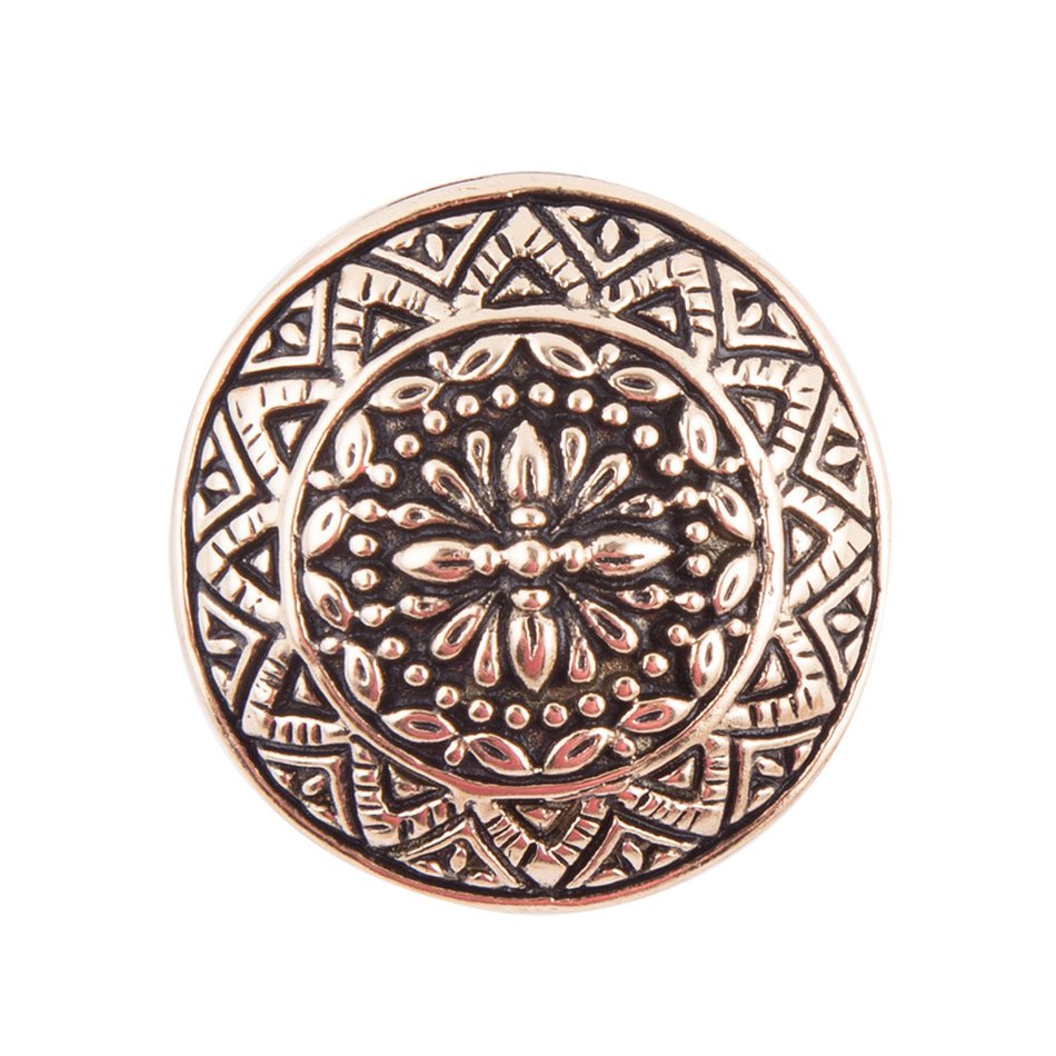 Engraved Golden Bronze Statement Ring detail view by Barse Jewelry