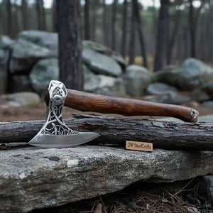 Beautiful handmade steel axe with wood handle by JW SteelCrafts, Southern lifestyle apparel main product photo