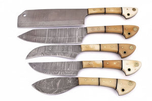 EST Custom Handmade Damascus Steel Beautiful 5Pcs. Kitch DK-0011 by JW SteelCrafts, Southern lifestyle apparel detail photo 2