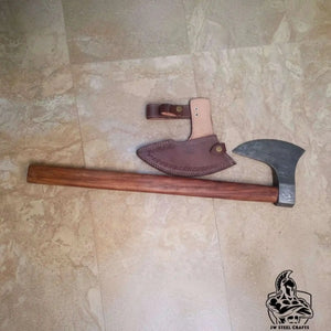 Damascus Steel Scandinavian Working Bearded Axe with Crescent Edge | JW SteelCrafts by JW SteelCrafts, scented candle detail photo 3