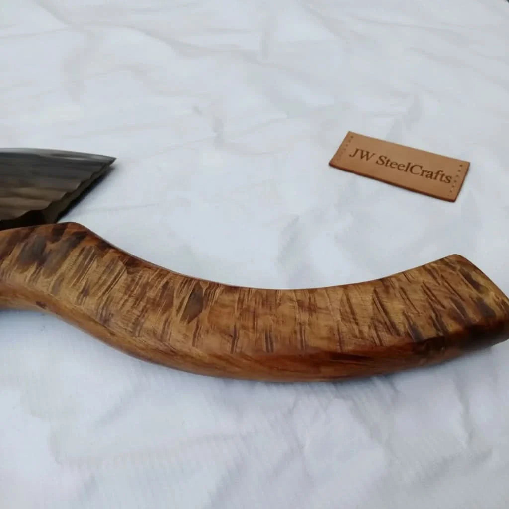 Hand-finished Workshop Axe with Chisel-textured Steel Head and Premium Hardwood Shaft by JW SteelCrafts, Southern lifestyle apparel detail photo 3