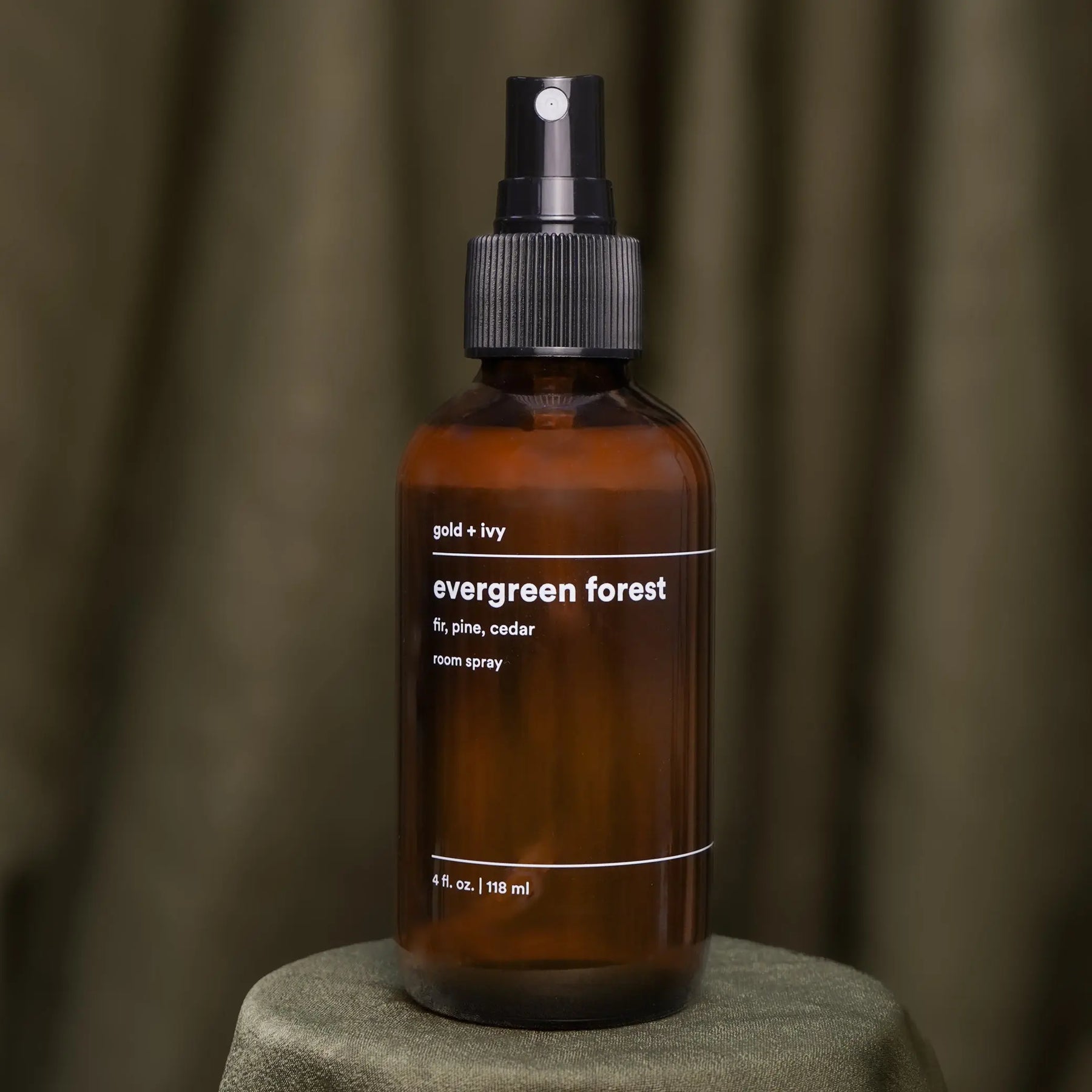 Evergreen forest room + linen spray by gold + ivy, room spray main product photo