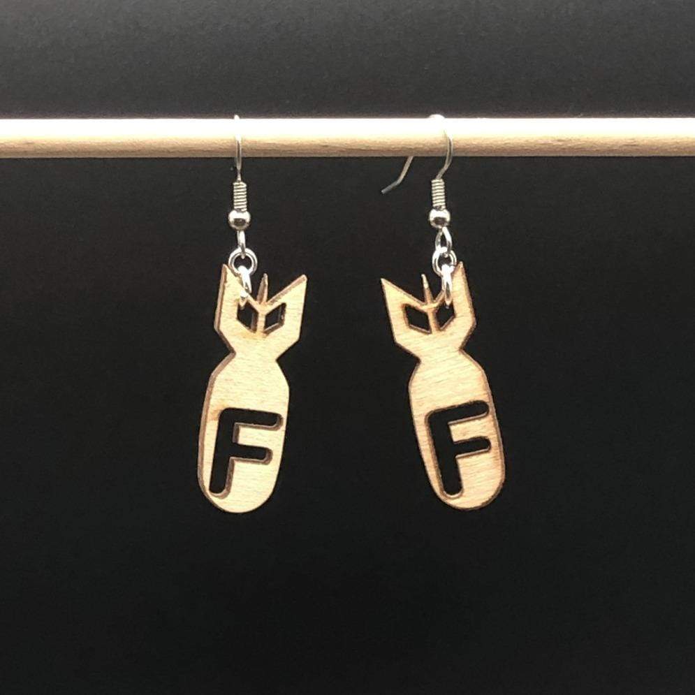 F Bomb Wooden Dangle Earrings | Funny Rude Jewelry