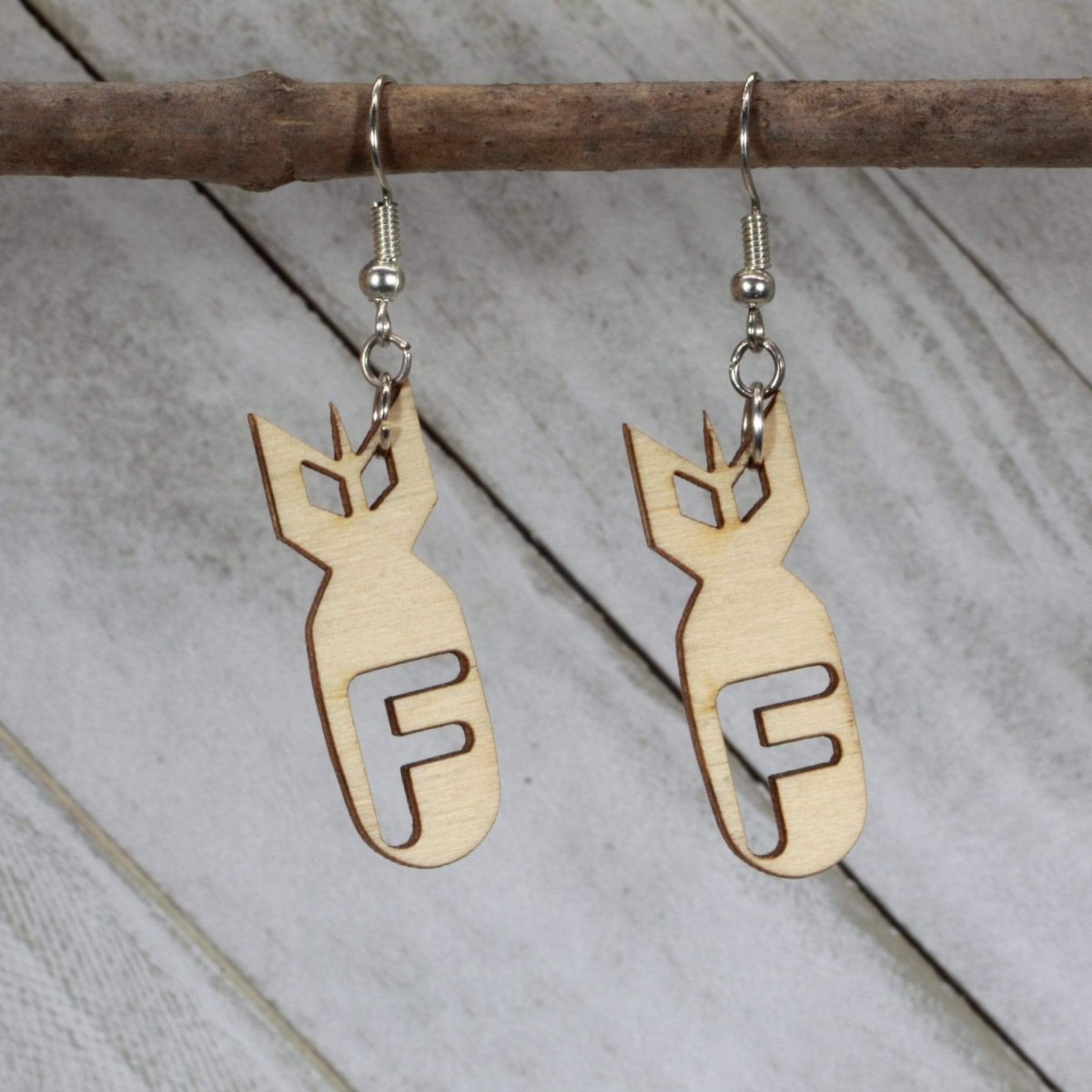 F Bomb Wooden Dangle Earrings | Funny Rude Jewelry