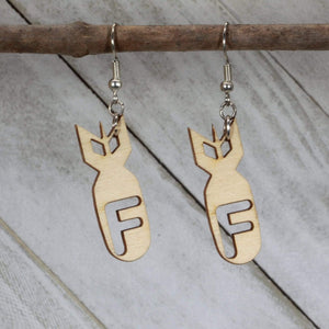 F Bomb Wooden Dangle Earrings | Funny Rude Jewelry