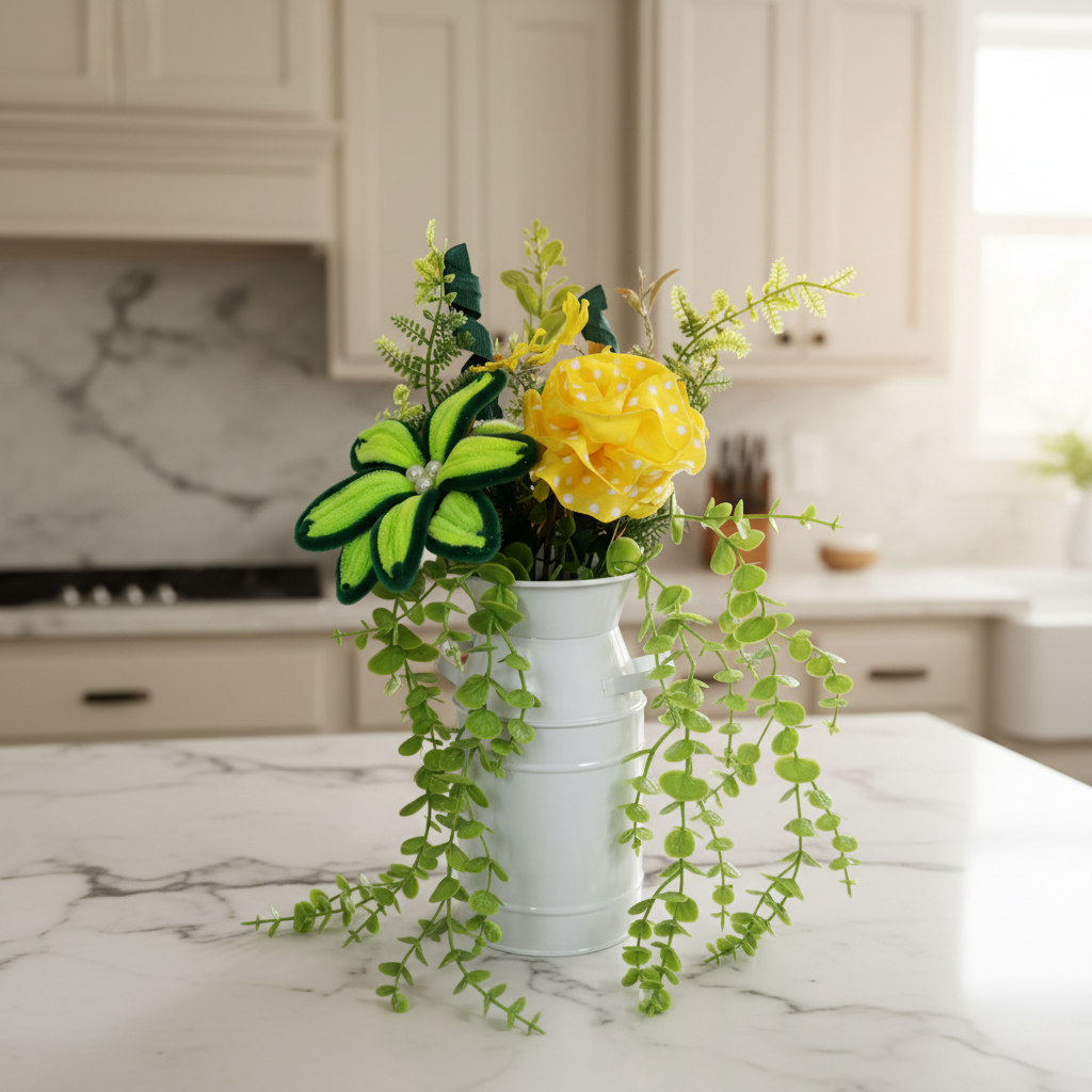 Yellow and Green Farmhouse Floral Arrangement handmade by Bouge Creations in Mississippi