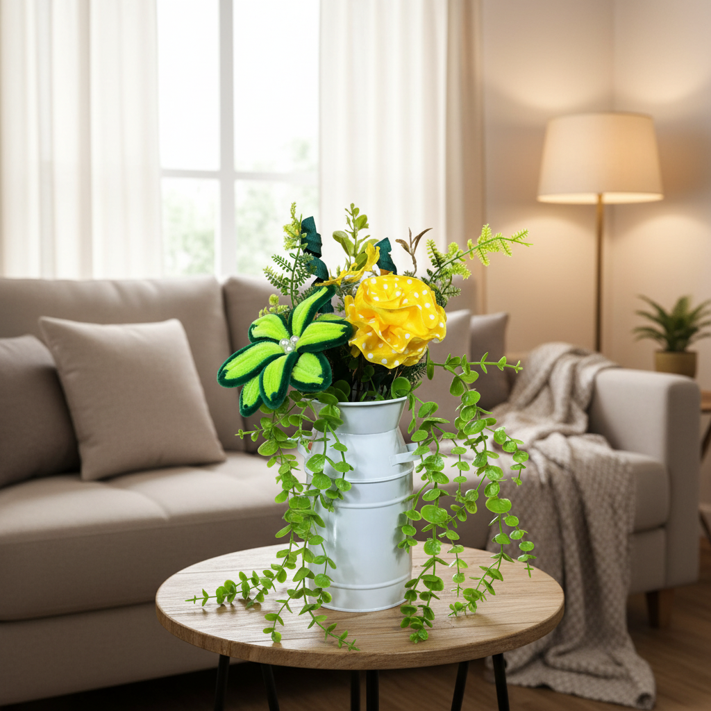 Yellow and Green Farmhouse Floral Arrangement handmade by Bouge Creations in Mississippi