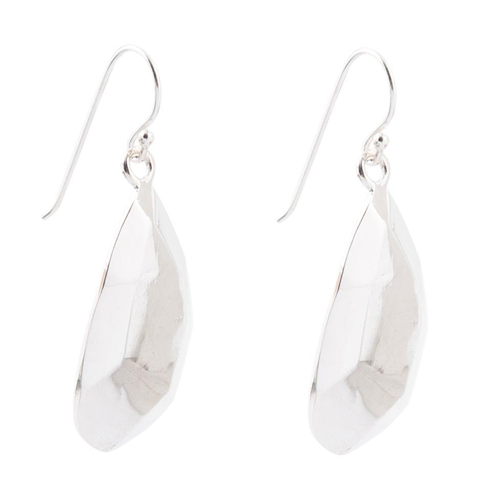 Faceted Sterling Silver Drop Earrings detail view by Barse Jewelry