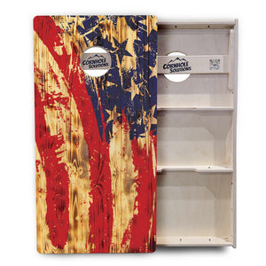 Faded Brush Burnt Flag Cornhole Boards - Professional Tournament Series