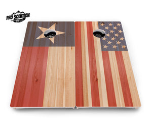 Faded USA/TX Flag Cornhole Boards - Pro Solution Lite Series