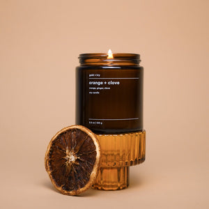 Orange + clove by gold + ivy, scented candle detail photo 3