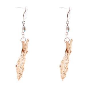 Fan of Rattan Blue Turquoise and Sterling Silver Earrings detail view by Barse Jewelry