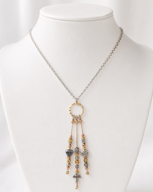 Bright Tri Colored Guitar String Necklace by N Harmony Jewelry, handmade jewelry detail photo 3