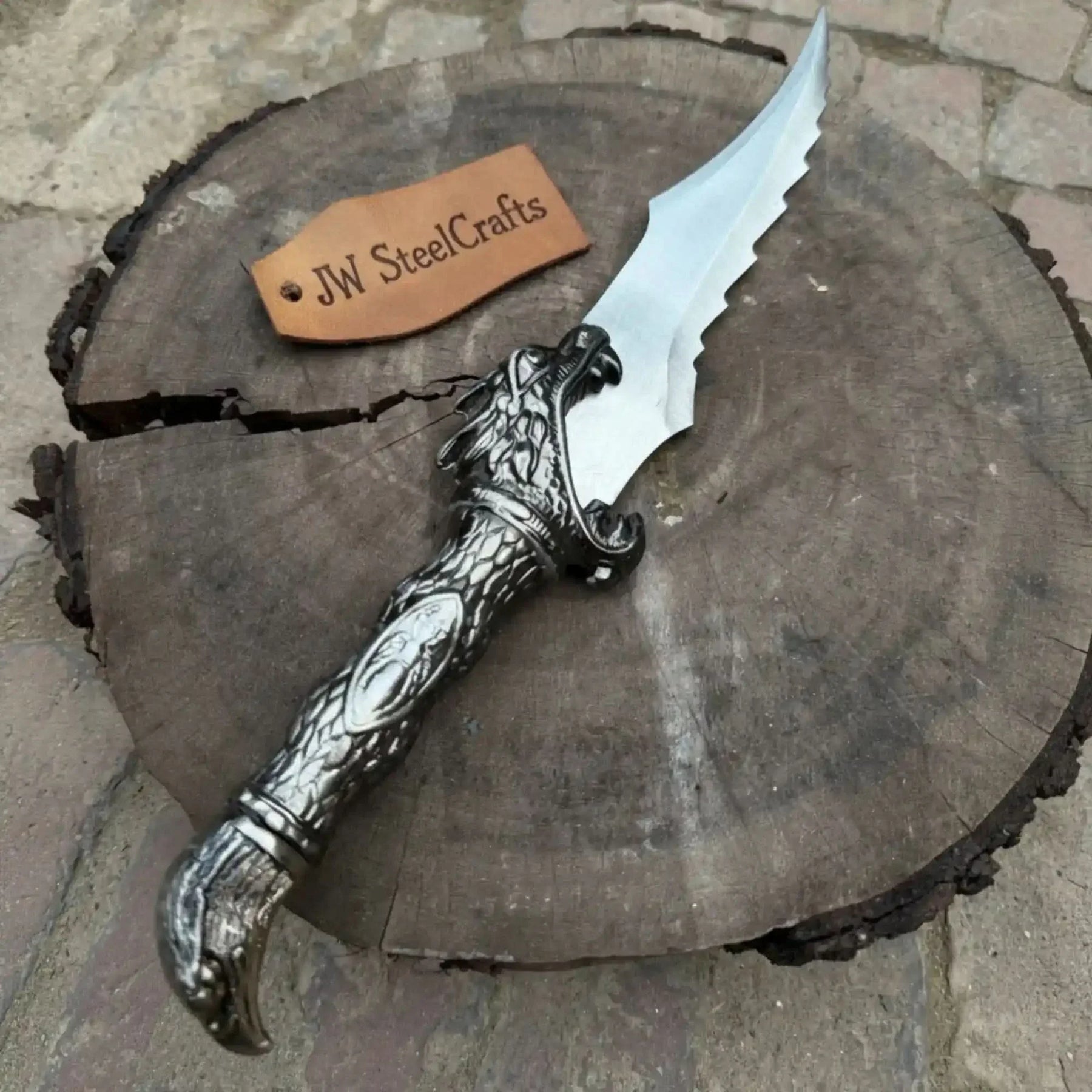 Handmade Fantasy Dagger Replicain Satin Steel with Dragon Handle by JW SteelCrafts, Southern lifestyle apparel main product photo