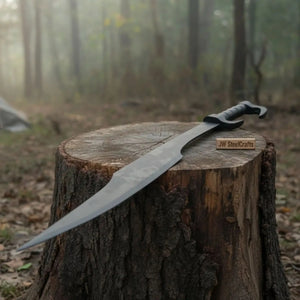 Handmade Fantasy Falchion Sword in Blackened Steel with Curved Blade by JW SteelCrafts, Southern lifestyle apparel main product photo