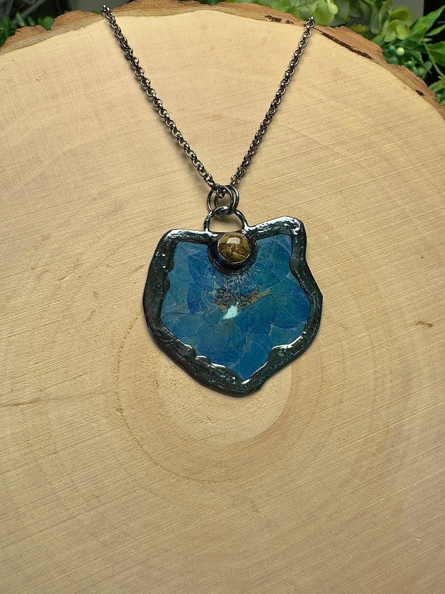 Fantyrel- Tigers Eye and Flower Necklace by Copper Ashes