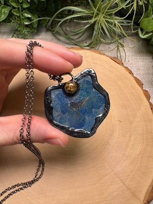 Fantyrel- Tigers Eye and Flower Necklace detail view by Copper Ashes