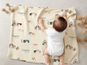 Friendly Farm Personalized Minky Baby Blanket by AGreatBaby — view 1 of 4
