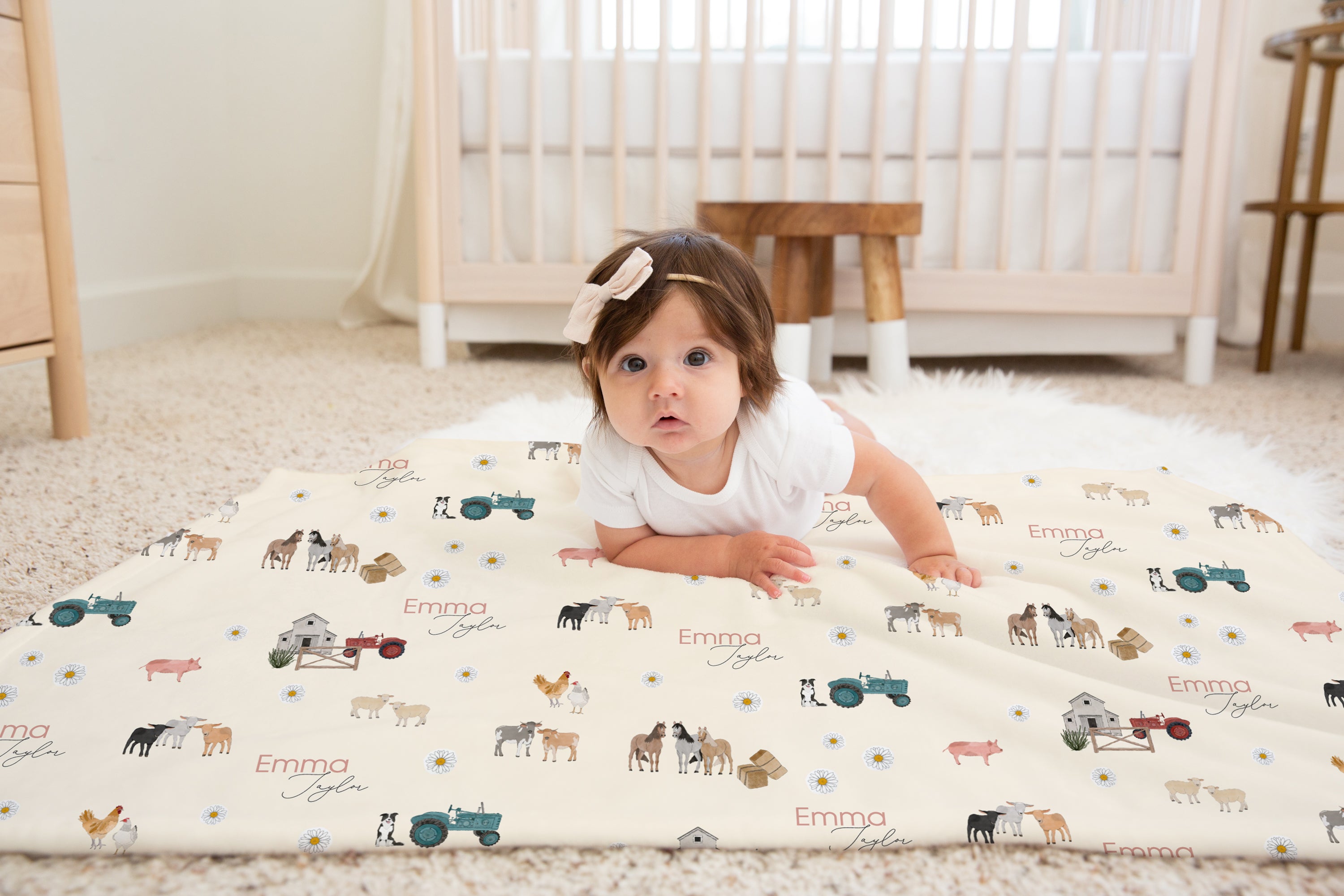 Friendly Farm Personalized Minky Baby Blanket by AGreatBaby — view 2 of 4
