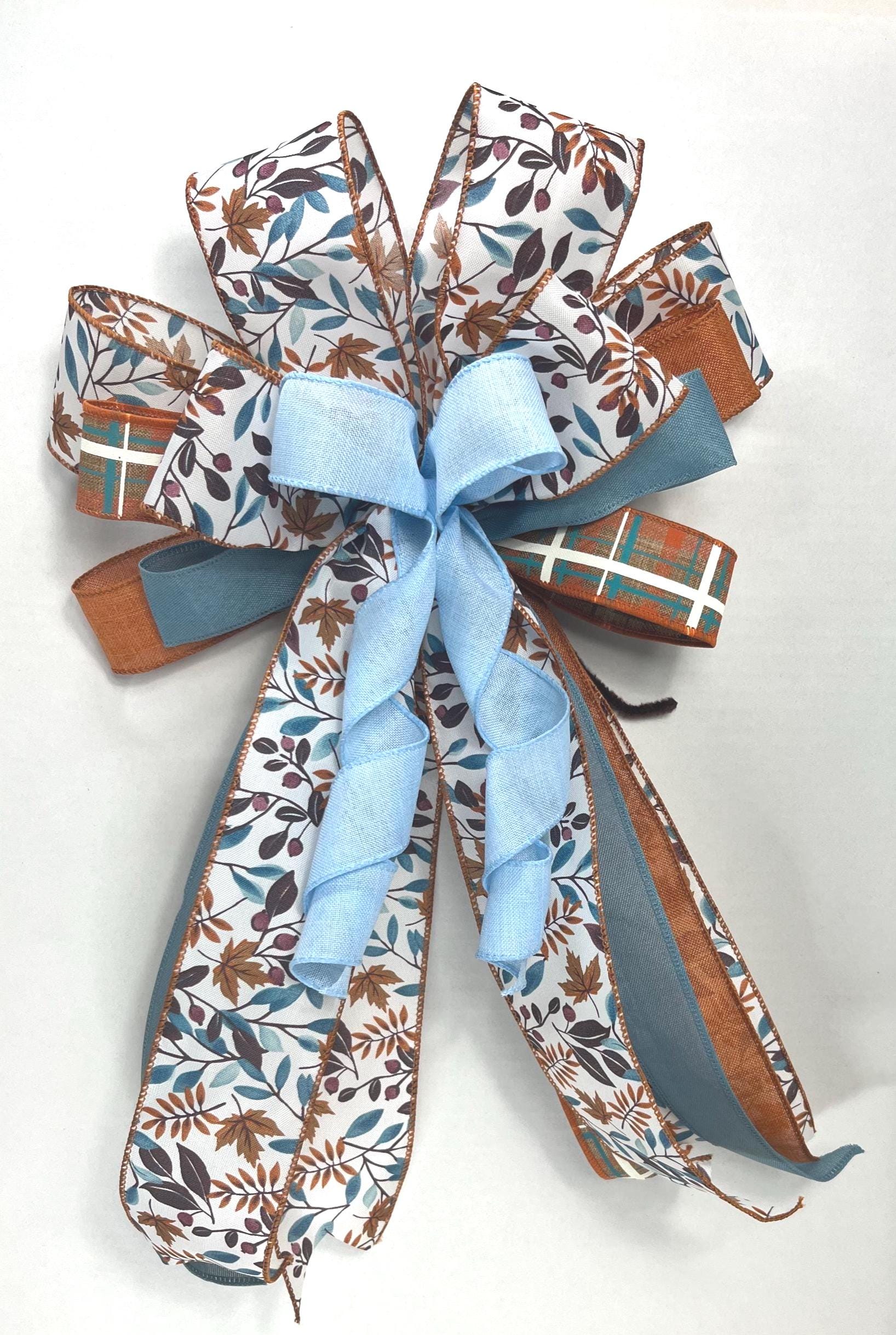 Fall Plaid Wreath Bow | Farmhouse Thanksgiving Decor by Bouge Creations, view 2