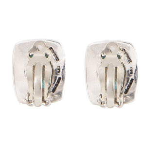 Fiji Isles Blue Turquoise Sterling Silver Clip Earrings detail view by Barse Jewelry